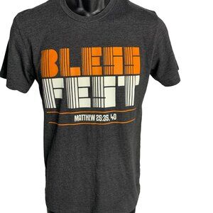 Mens Religious Bless Fest Matthews 25:35 40 Crewneck Short Sleeve Sz S